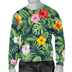 Tropical Hibiscus Flowers Pattern Print Men's Crewneck Sweatshirt GearFrost