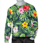 Tropical Hibiscus Flowers Pattern Print Men's Crewneck Sweatshirt GearFrost