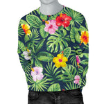 Tropical Hibiscus Flowers Pattern Print Men's Crewneck Sweatshirt GearFrost
