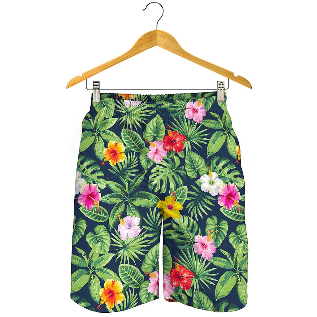 Tropical Hibiscus Flowers Pattern Print Men's Shorts