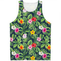 Tropical Hibiscus Flowers Pattern Print Men's Tank Top