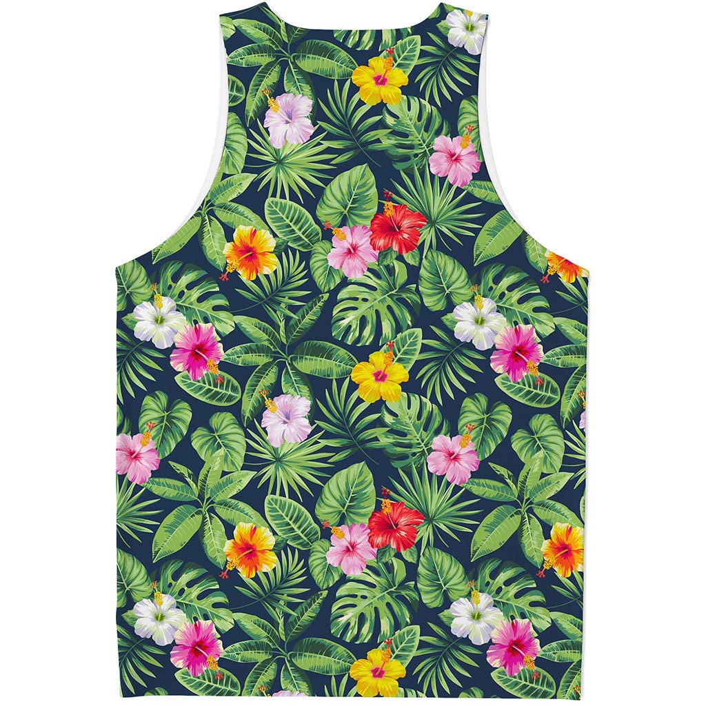 Tropical Hibiscus Flowers Pattern Print Men's Tank Top