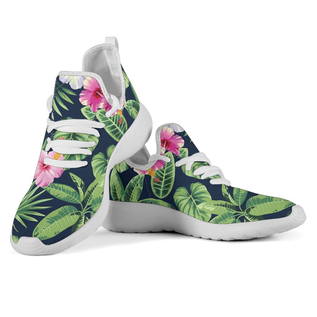Tropical Hibiscus Flowers Pattern Print Mesh Knit Shoes GearFrost