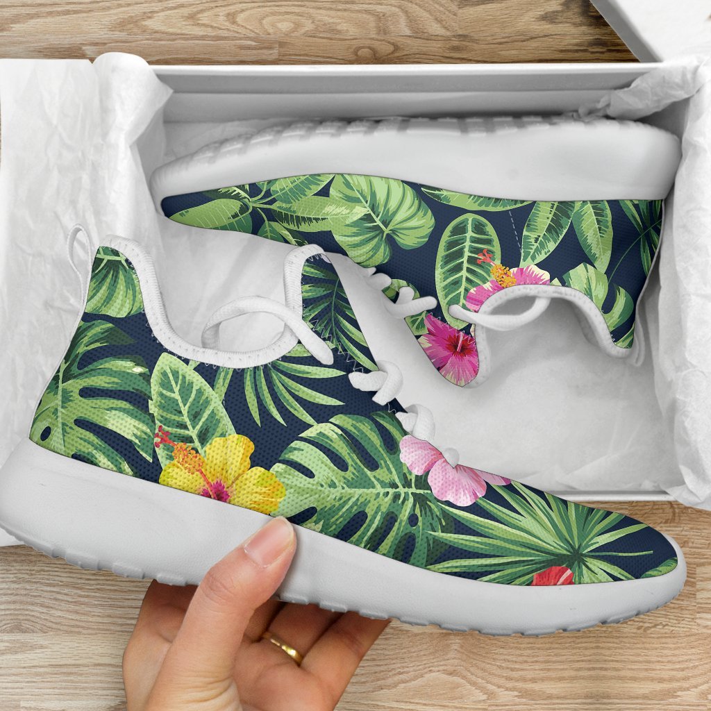 Tropical Hibiscus Flowers Pattern Print Mesh Knit Shoes GearFrost