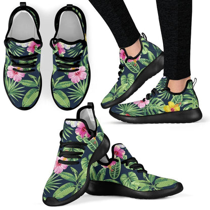 Tropical Hibiscus Flowers Pattern Print Mesh Knit Shoes GearFrost
