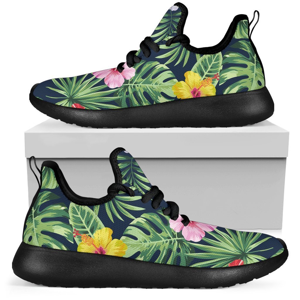 Tropical Hibiscus Flowers Pattern Print Mesh Knit Shoes GearFrost
