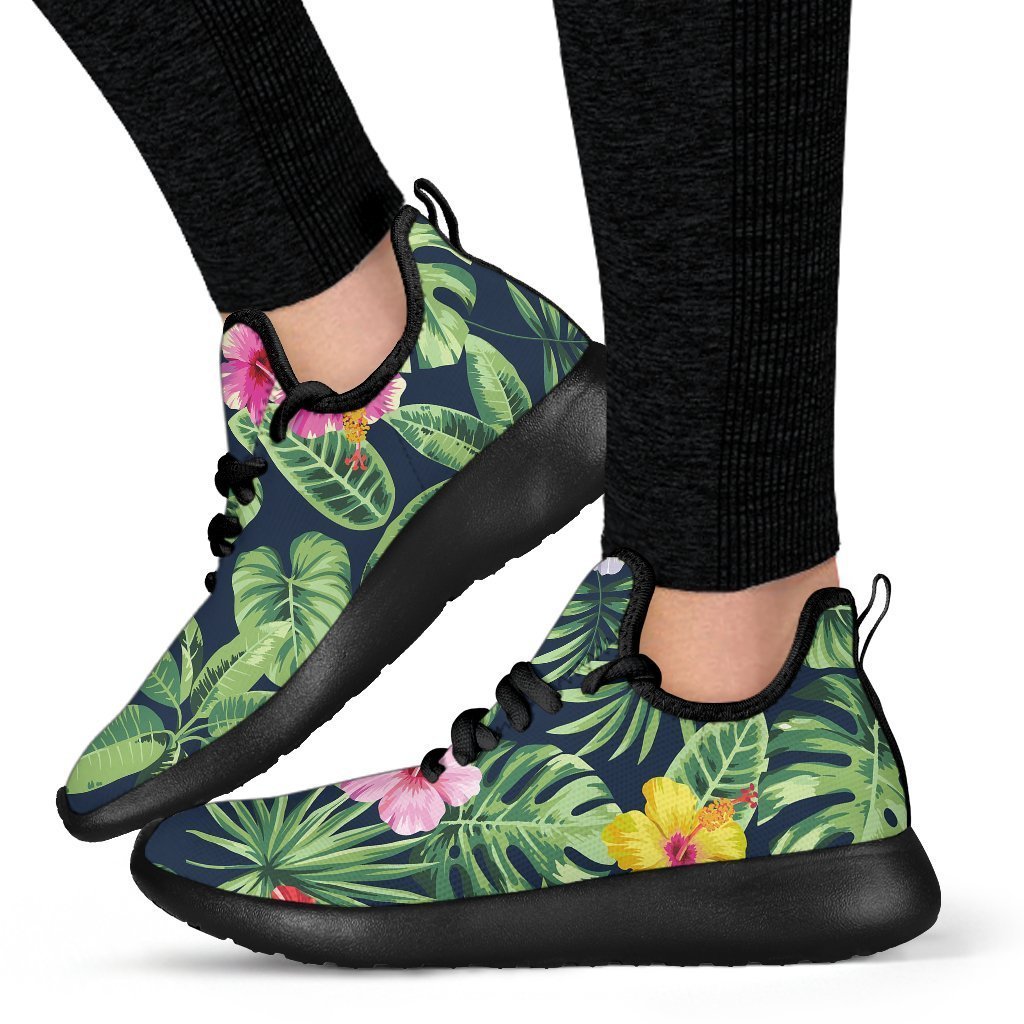 Tropical Hibiscus Flowers Pattern Print Mesh Knit Shoes GearFrost