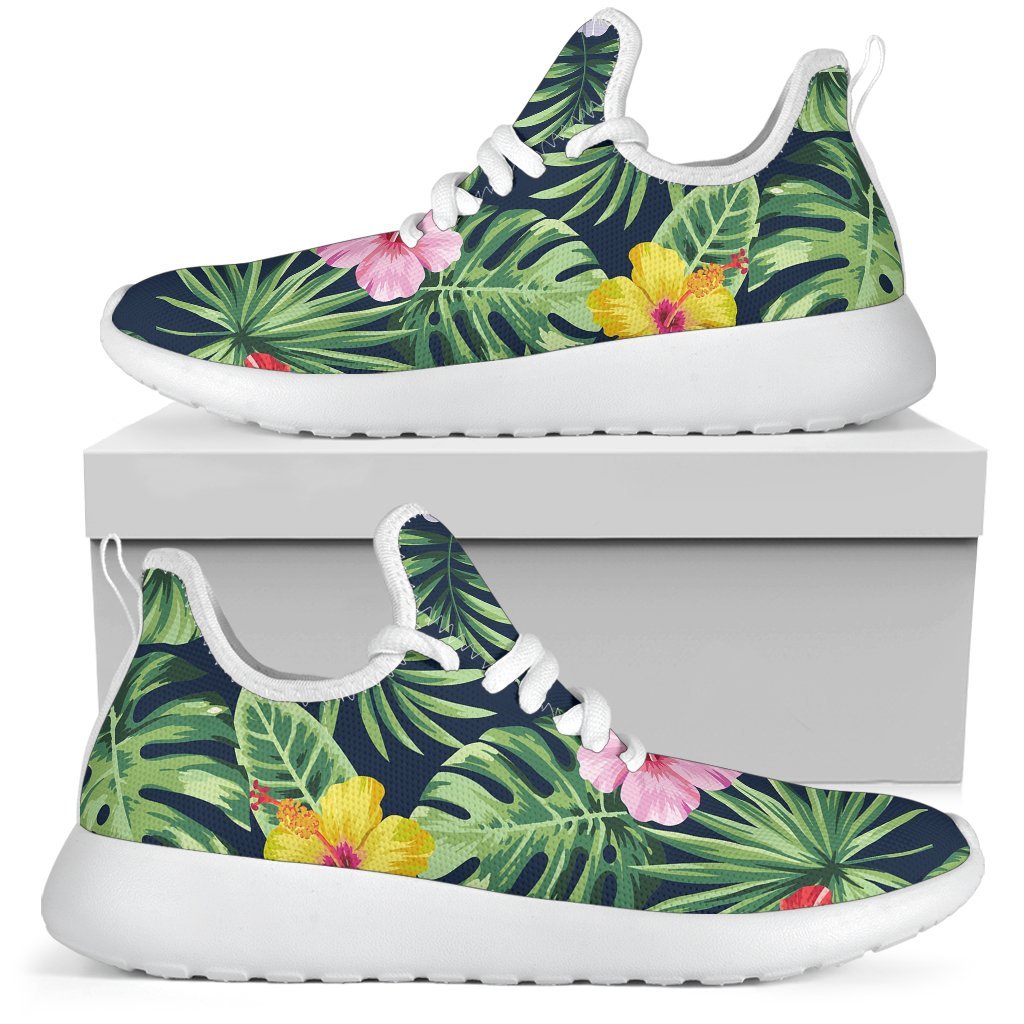 Tropical Hibiscus Flowers Pattern Print Mesh Knit Shoes GearFrost