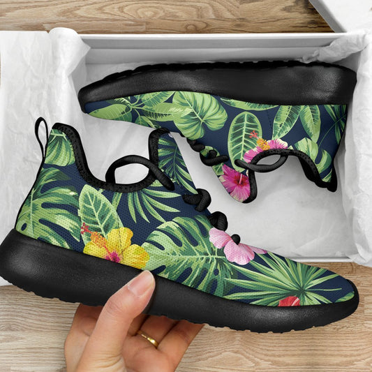 Tropical Hibiscus Flowers Pattern Print Mesh Knit Shoes GearFrost