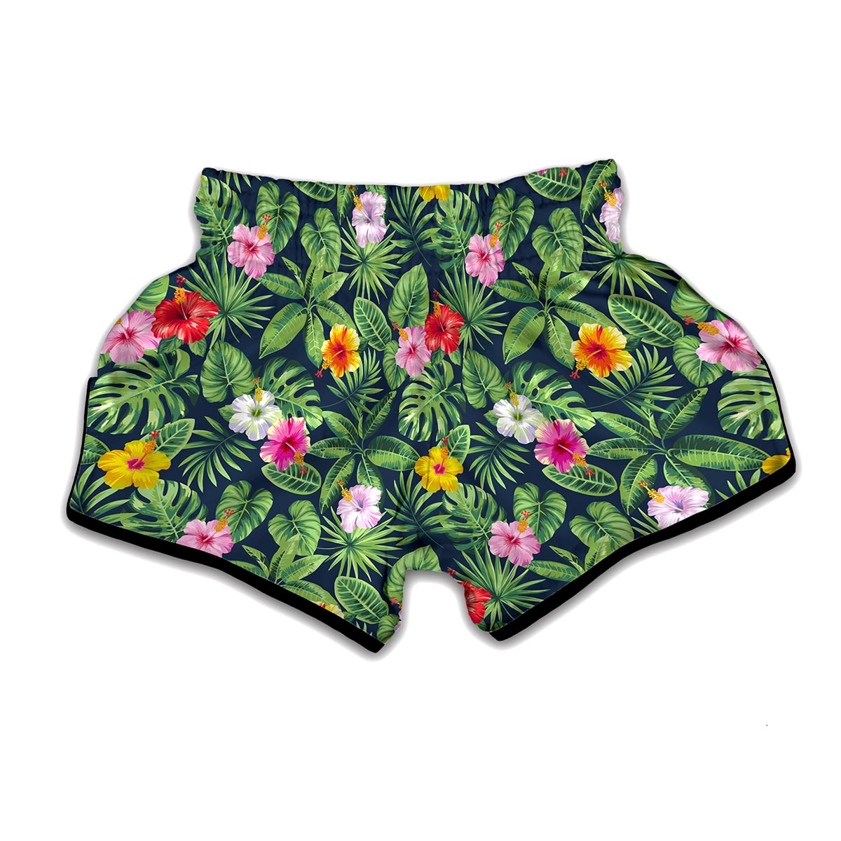 Tropical Hibiscus Flowers Pattern Print Muay Thai Boxing Shorts