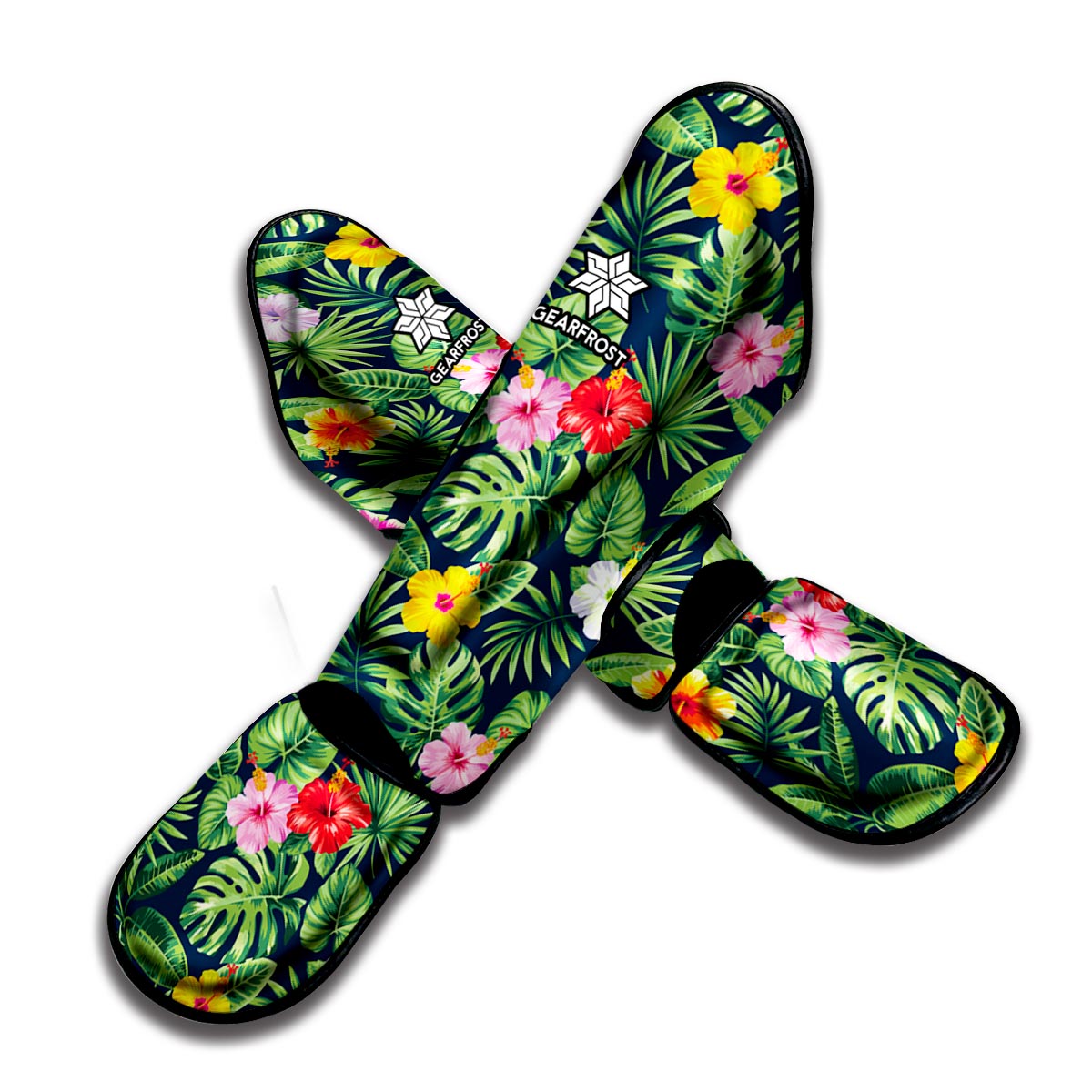 Tropical Hibiscus Flowers Pattern Print Muay Thai Shin Guard