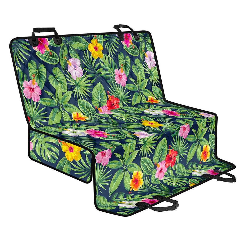 Tropical Hibiscus Flowers Pattern Print Pet Car Back Seat Cover