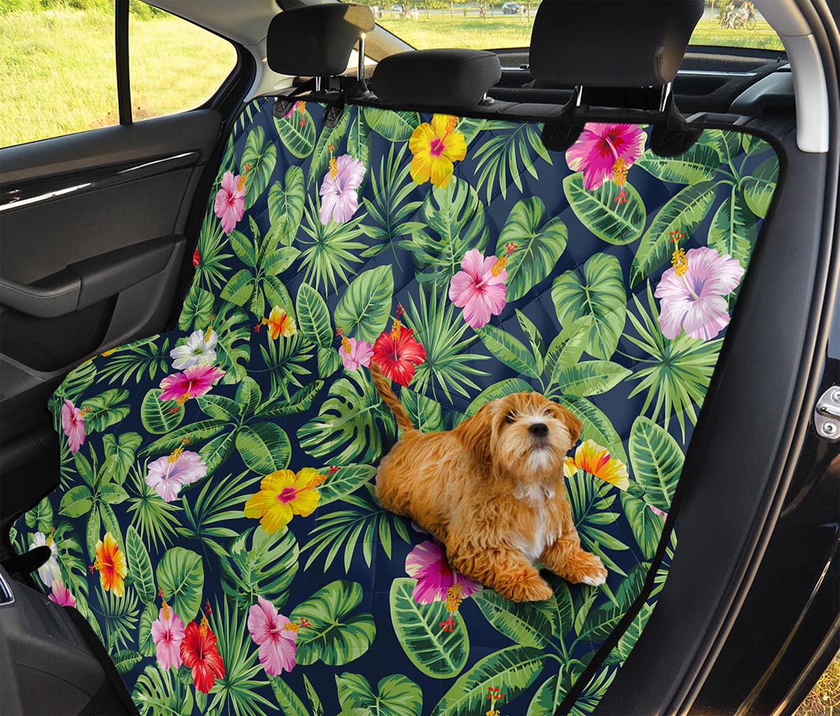 Tropical Hibiscus Flowers Pattern Print Pet Car Back Seat Cover