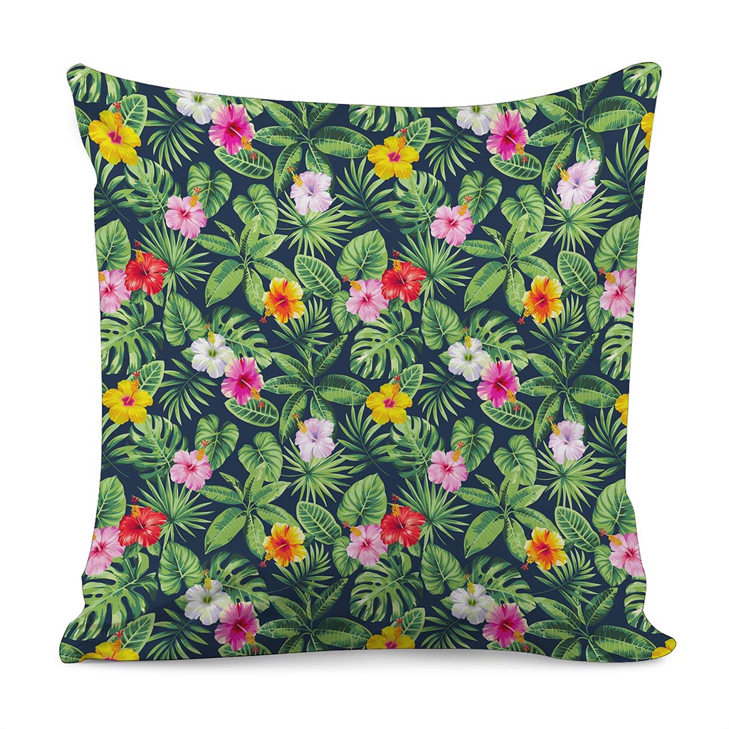 Tropical Hibiscus Flowers Pattern Print Pillow Cover