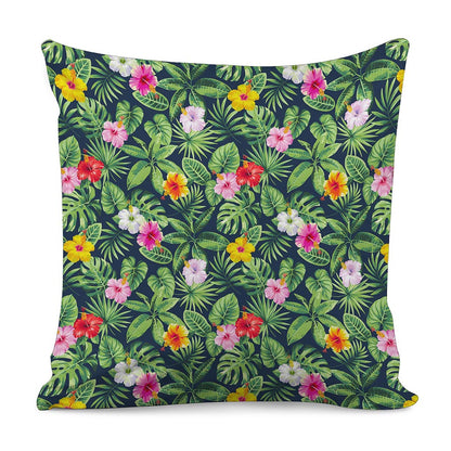 Tropical Hibiscus Flowers Pattern Print Pillow Cover