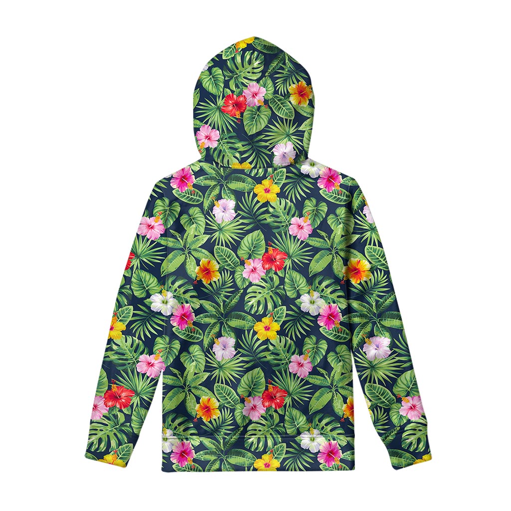 Tropical Hibiscus Flowers Pattern Print Pullover Hoodie