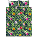 Tropical Hibiscus Flowers Pattern Print Quilt Bed Set