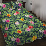 Tropical Hibiscus Flowers Pattern Print Quilt Bed Set