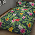 Tropical Hibiscus Flowers Pattern Print Quilt Bed Set