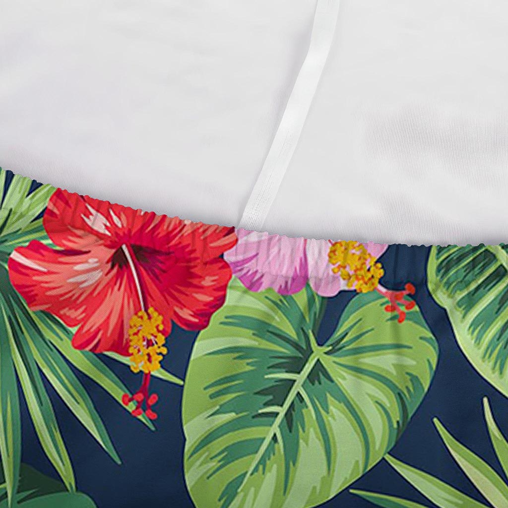Tropical Hibiscus Flowers Pattern Print Sofa Cover