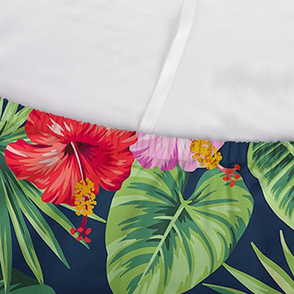 Tropical Hibiscus Flowers Pattern Print Sofa Cover