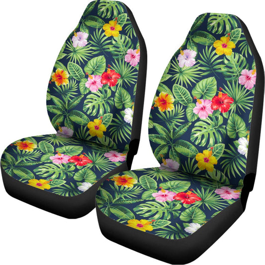 Tropical Hibiscus Flowers Pattern Print Universal Fit Car Seat Covers