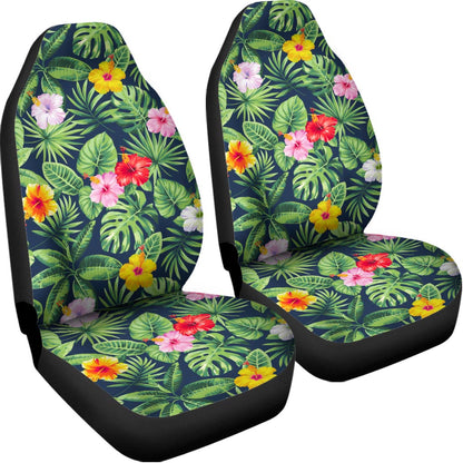 Tropical Hibiscus Flowers Pattern Print Universal Fit Car Seat Covers