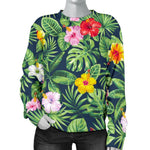 Tropical Hibiscus Flowers Pattern Print Women's Crewneck Sweatshirt GearFrost