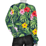 Tropical Hibiscus Flowers Pattern Print Women's Crewneck Sweatshirt GearFrost