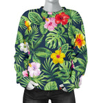 Tropical Hibiscus Flowers Pattern Print Women's Crewneck Sweatshirt GearFrost