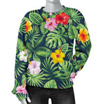 Tropical Hibiscus Flowers Pattern Print Women's Crewneck Sweatshirt GearFrost