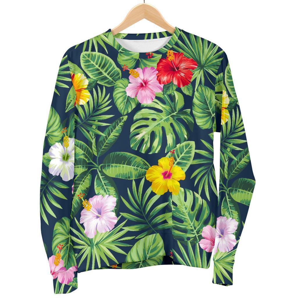 Tropical Hibiscus Flowers Pattern Print Women's Crewneck Sweatshirt GearFrost