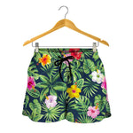 Tropical Hibiscus Flowers Pattern Print Women's Shorts