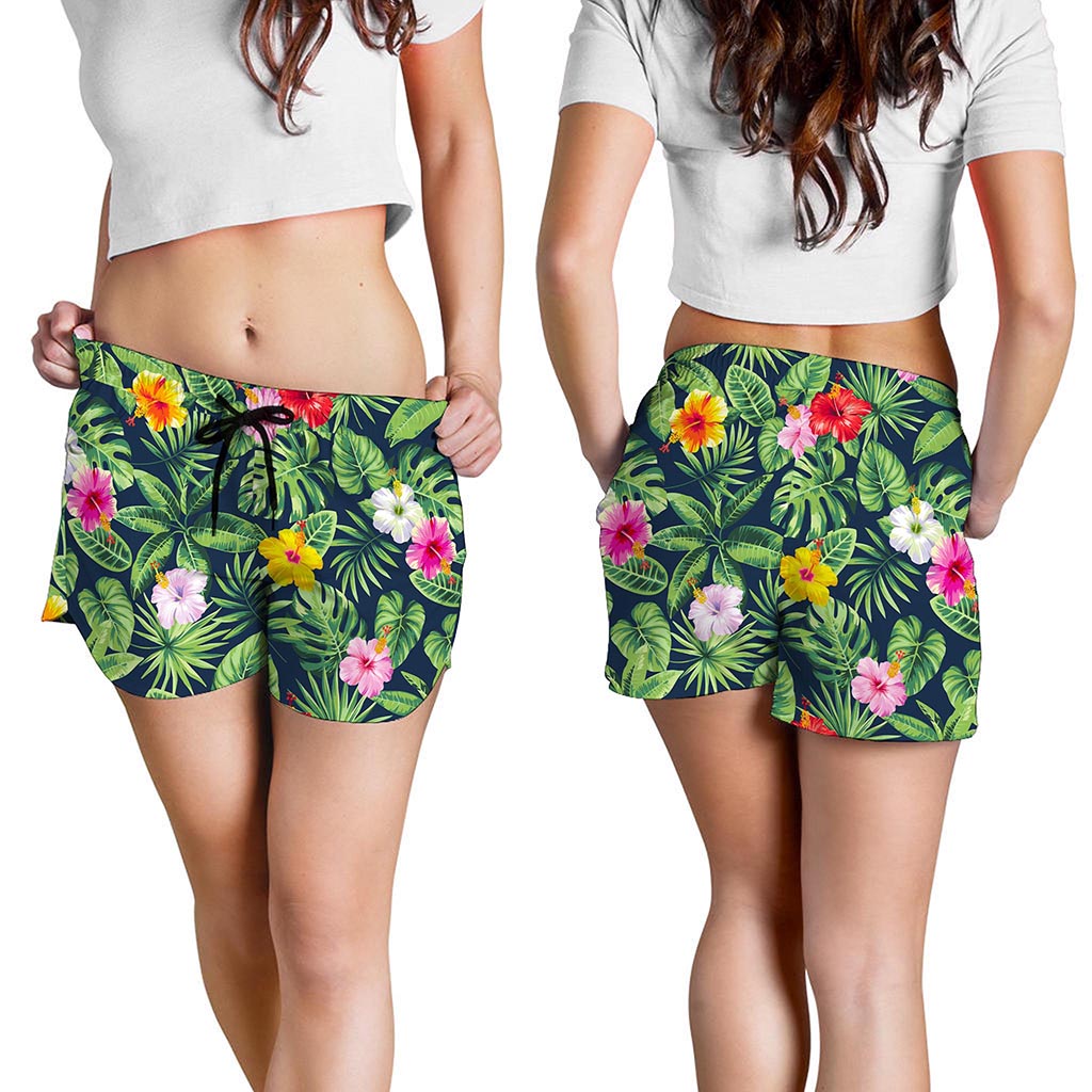 Tropical Hibiscus Flowers Pattern Print Women's Shorts