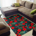 Tropical Hibiscus Leaves Pattern Print Area Rug GearFrost