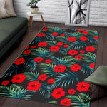Tropical Hibiscus Leaves Pattern Print Area Rug GearFrost