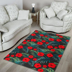 Tropical Hibiscus Leaves Pattern Print Area Rug GearFrost