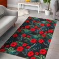 Tropical Hibiscus Leaves Pattern Print Floor Mat