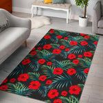 Tropical Hibiscus Leaves Pattern Print Area Rug GearFrost