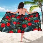 Tropical Hibiscus Leaves Pattern Print Beach Sarong Wrap