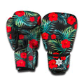 Tropical Hibiscus Leaves Pattern Print Boxing Gloves