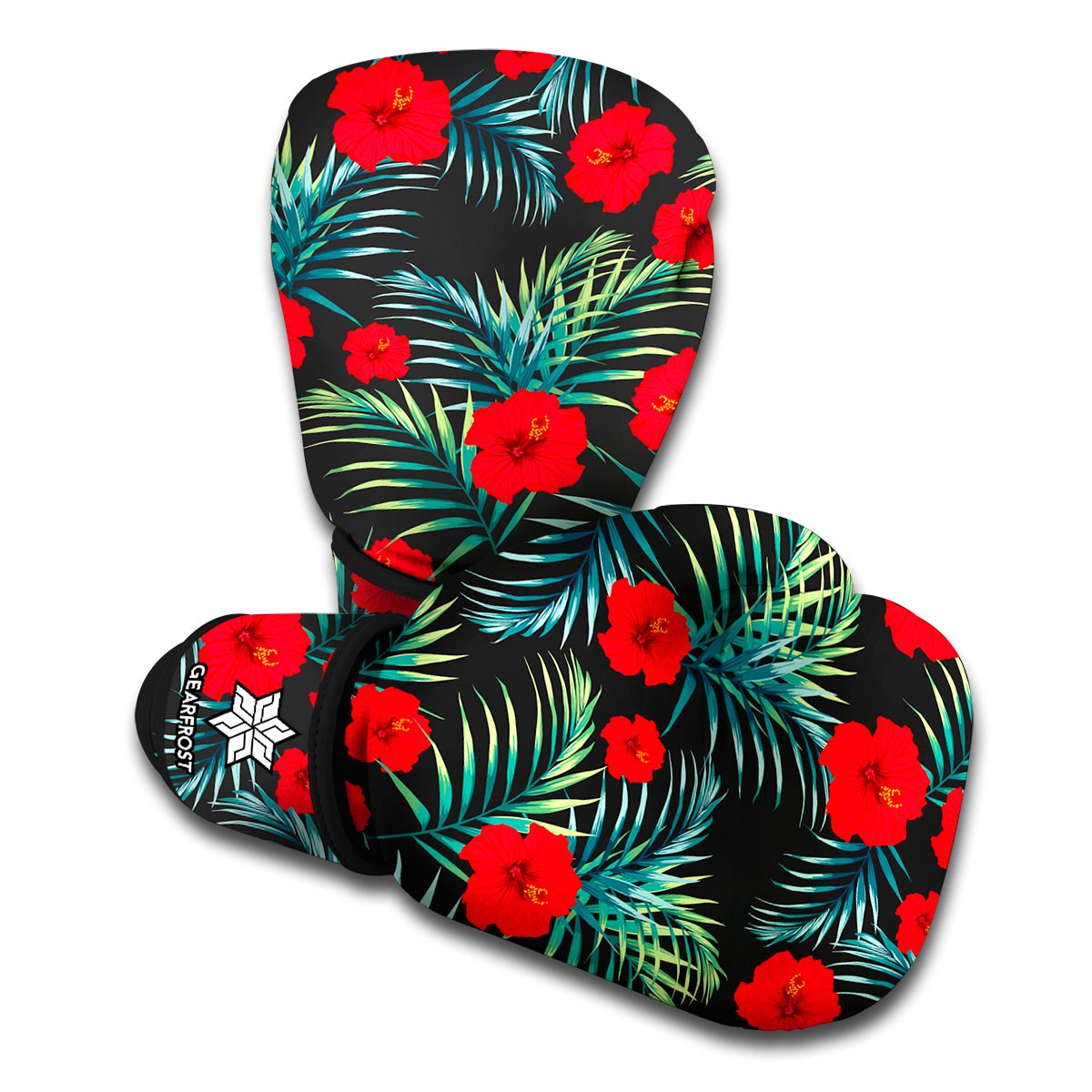 Tropical Hibiscus Leaves Pattern Print Boxing Gloves