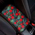 Tropical Hibiscus Leaves Pattern Print Car Center Console Cover