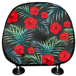 Tropical Hibiscus Leaves Pattern Print Car Headrest Covers