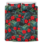 Tropical Hibiscus Leaves Pattern Print Duvet Cover Bedding Set
