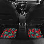 Tropical Hibiscus Leaves Pattern Print Front and Back Car Floor Mats