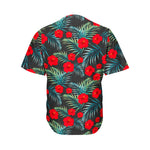 Tropical Hibiscus Leaves Pattern Print Men's Baseball Jersey