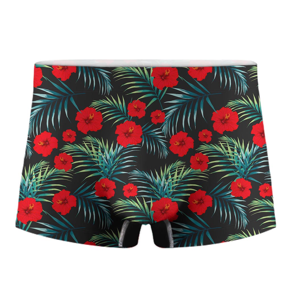 Tropical Hibiscus Leaves Pattern Print Men's Boxer Briefs