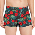 Tropical Hibiscus Leaves Pattern Print Men's Boxer Briefs
