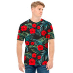 Tropical Hibiscus Leaves Pattern Print Men's T-Shirt